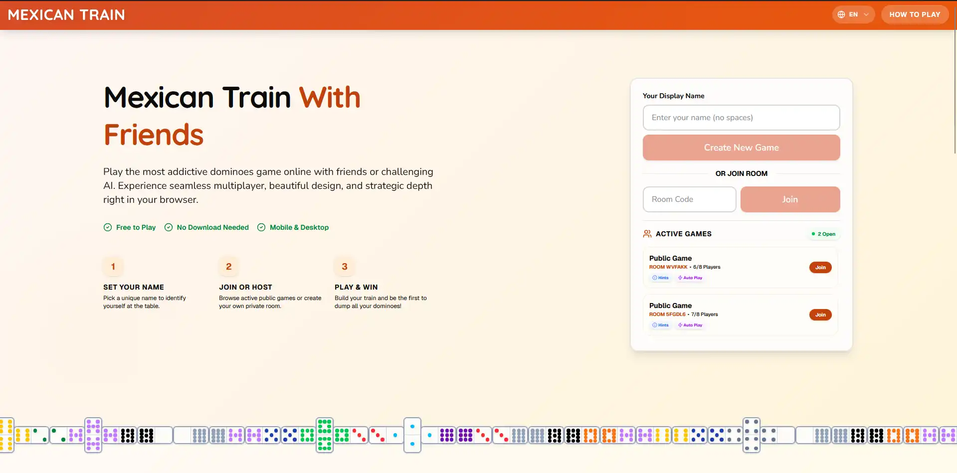 MexiTrain - A NextJS / React based websocket Mexican Train game. 