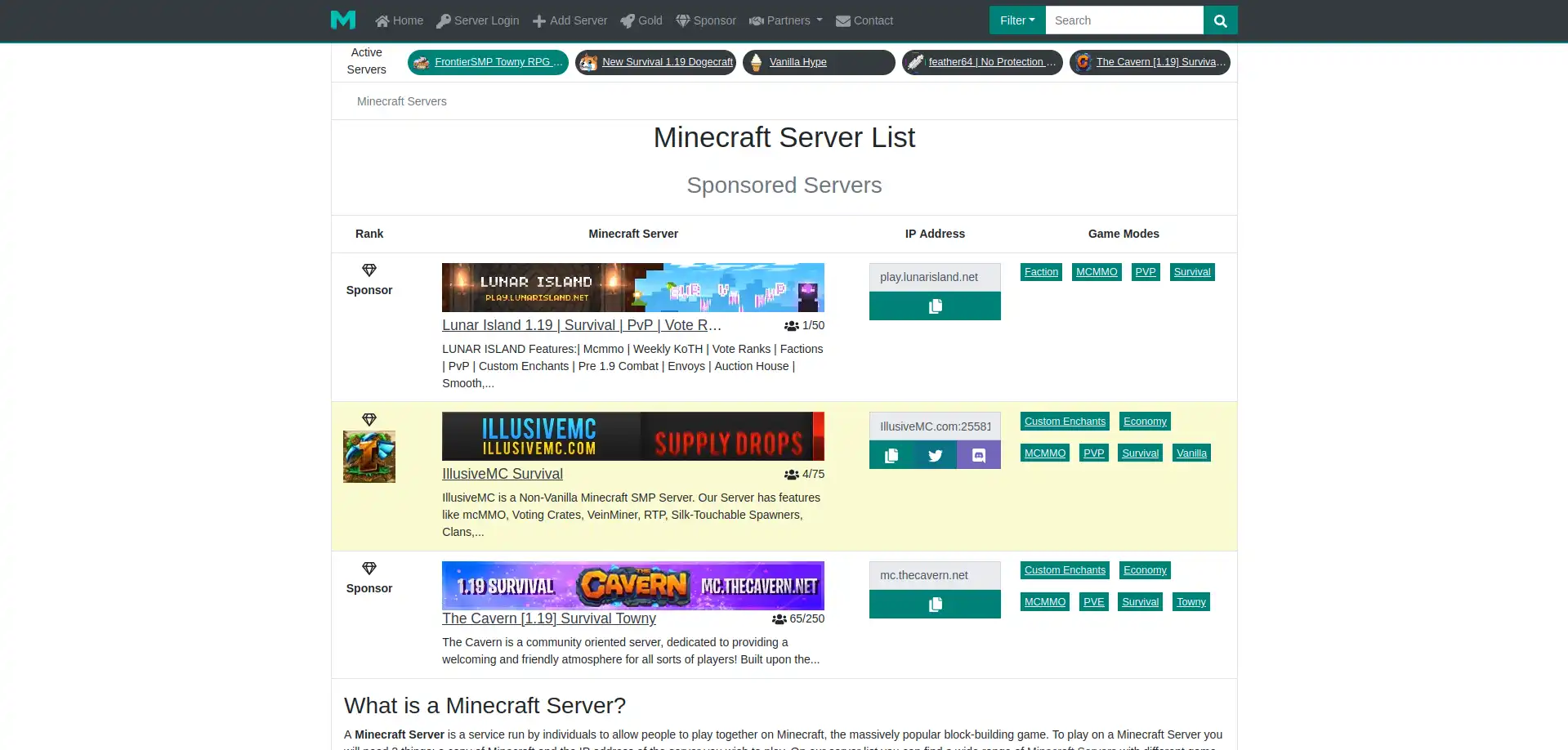 Minecraft-Server.net - A PHP based Minecraft Server List, allowing players to find Minecraft Servers they are looking for.