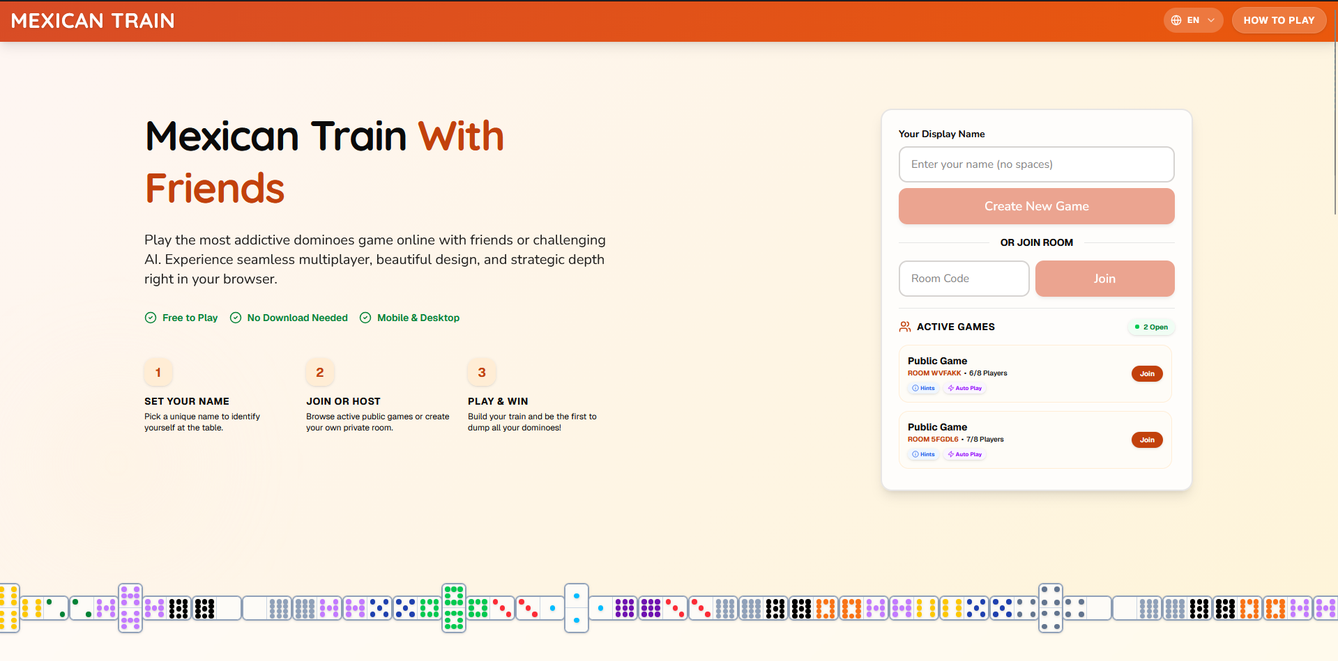 MexiTrain - A NextJS / React based websocket Mexican Train game. 