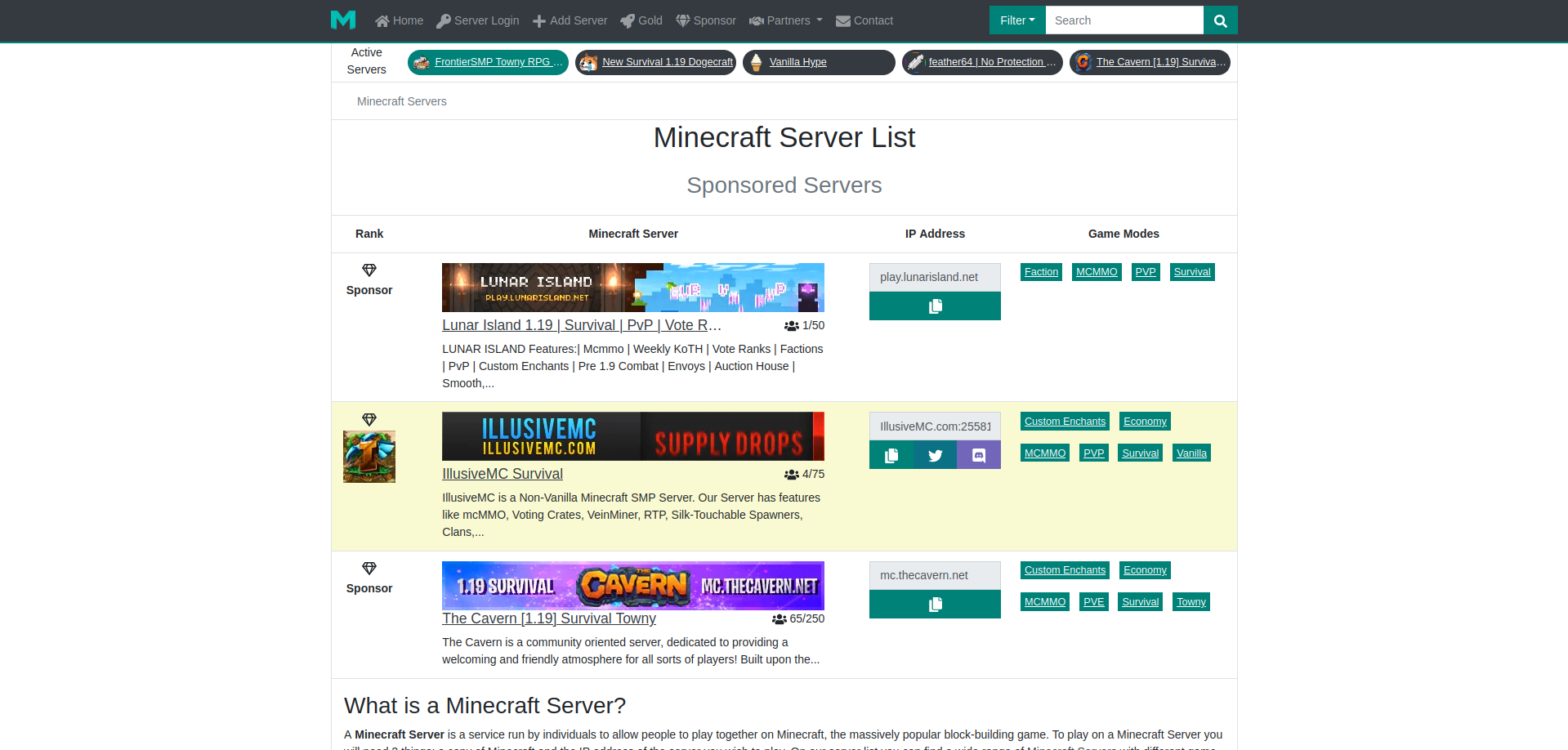 Minecraft-Server.net - A PHP based Minecraft Server List, allowing players to find Minecraft Servers they are looking for.