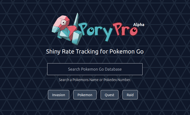 PoryPro - A Pokemon Go Scanning service which also acts as a way to check the Live Shiny Rates of Pokemon